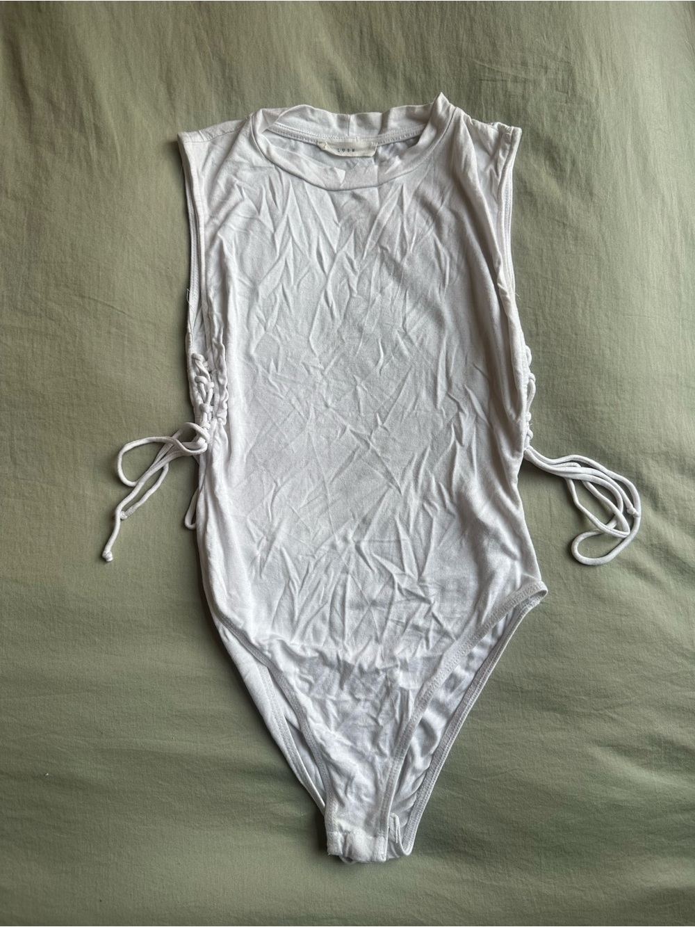 Lush White Side Tie Bodysuit